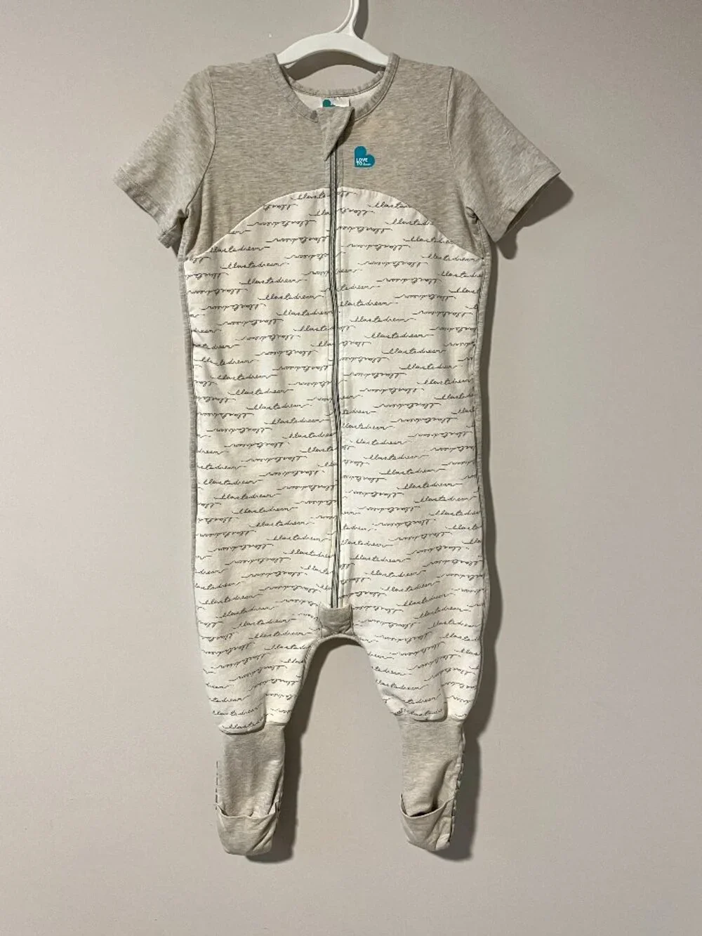 Love to Dream Organic Cotton Sleep Suit Gray Short Sleeves Size 3